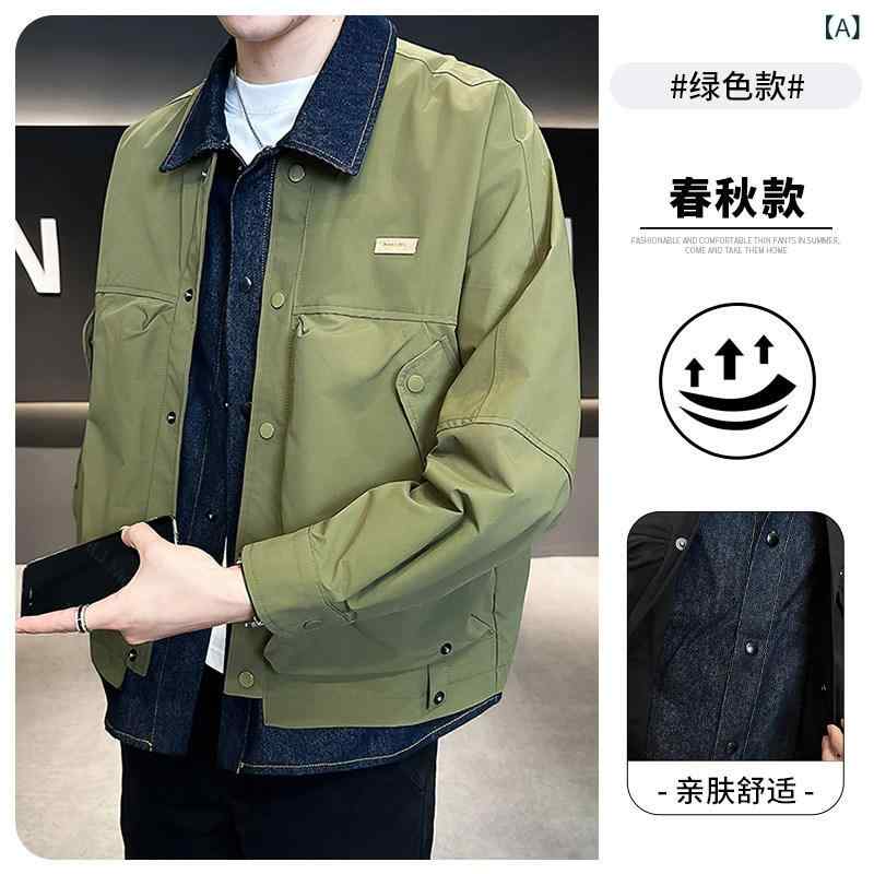 メンズ　ファッション　オシャレ　大歳　ストリート　上品 フェイク 2点 ジャケット メンズ 春秋　冬 デニム コットンジャケット トップ