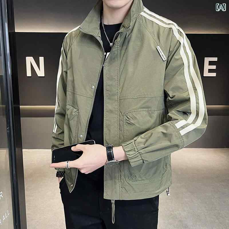 メンズ　ファッション　オシャレ　大歳　ストリート　上品 初秋 スタンドカラー ジャケット メンズ 春秋 カジュアル ワークジャケット トップ