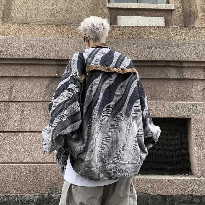 メンズ ジャケット デニム タイダイ染め ウォッシュ加工 レトロ アメリカンスタイル 高級感 ワイルド ルーズフィット カジュアル 長袖 ブラック 春秋用 耐久性 綿素材 側ポケット 直裾 日常使い(x2)