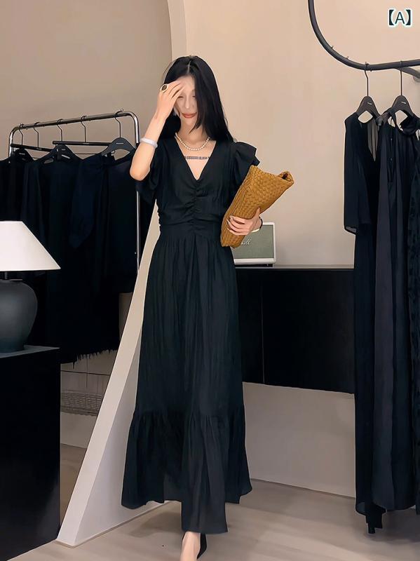 ハイエンド お姫様 Fan Feifei スリーブ Vネック ドレス レディース 夏 フレンチ ロング スカート 子供