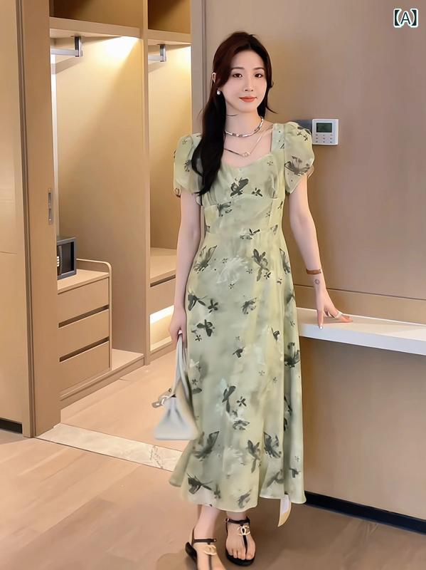 もの柔らか 真四角のど首 パフ衣袂 花柄 御召しもの レディース 夏 フレンチ 御機嫌酉の方角 か細い ロング スコート