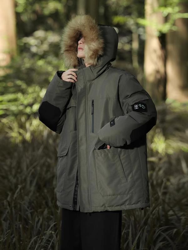 メンズ フード付き コート 秋冬 綿服 加厚 ポリエステル 合成繊維 ルーズフィット ジップアップ 多ポケット カジュアル 暖か ノンアイロン グリーン ブラック カーキ 6,069円