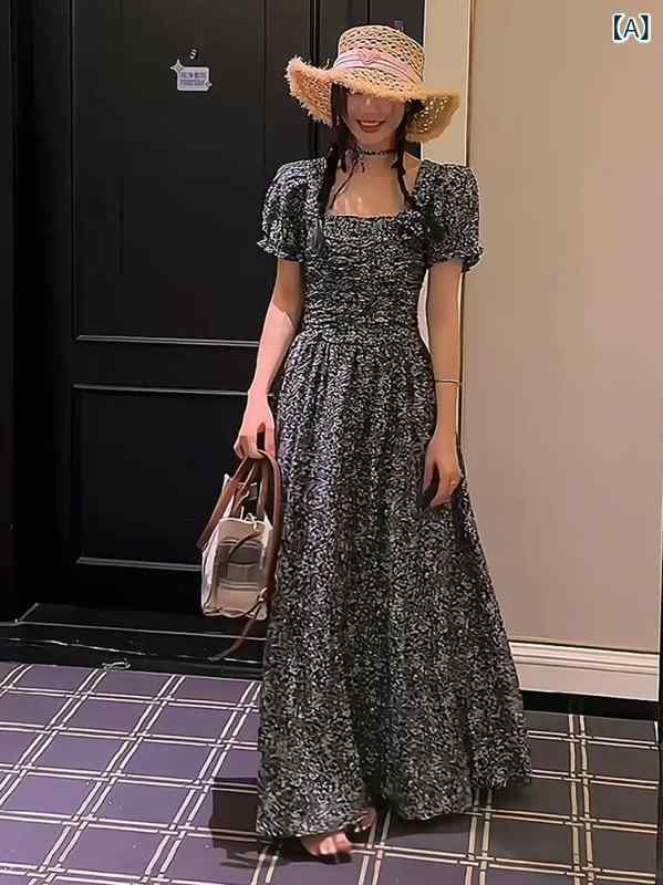 真四角のど首 パフ捩り 花柄 お召しもの レディース 夏 フレンチ 御機嫌酉の方角 ロング スコート