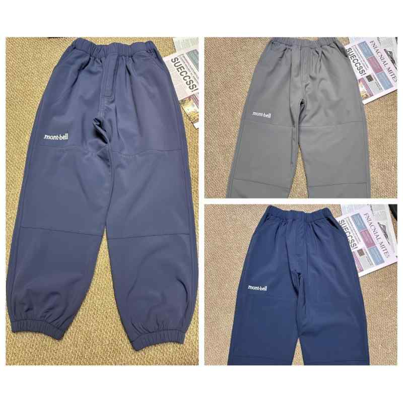 キッズ 秋冬 暖か長ズボン フリース裏地 厚手 ユニセックス ソフトシェル アウトドアパンツ ポリエステル カジュアル 運動スタイル ネイビー グレー