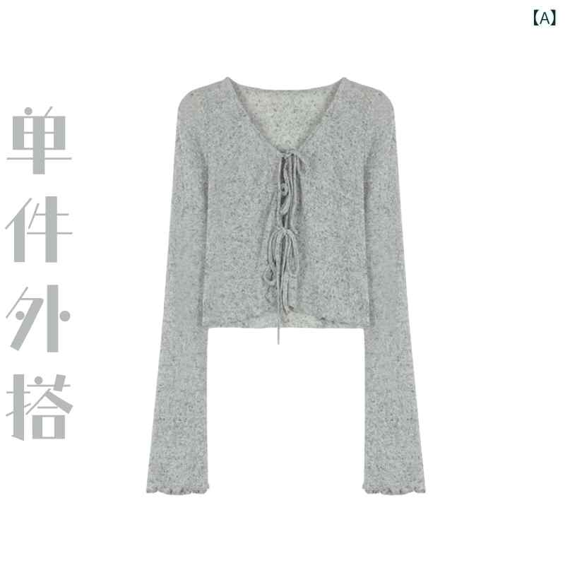 韓国ファッション 優しい プリント サスペンダー ドレス スーツ 春夏 レディース 日焼け防止 長袖 トップ 2点セット