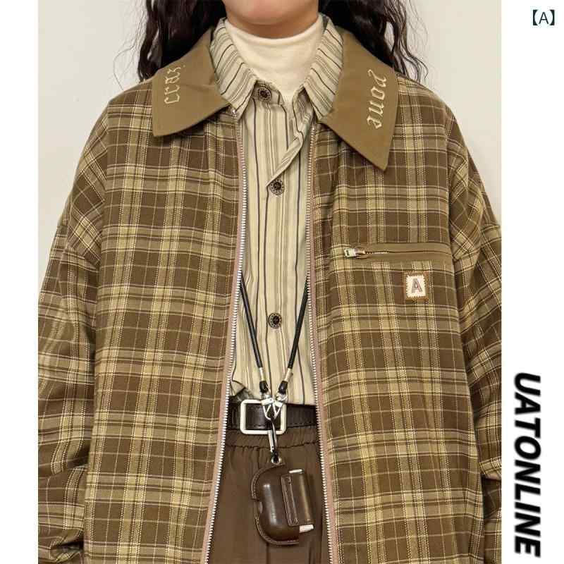 レディース ファッション　レディース　大歳　おしゃれ 春秋 カレッジ カジュアル ボーイッシュ チェック柄 ジャケット レディース