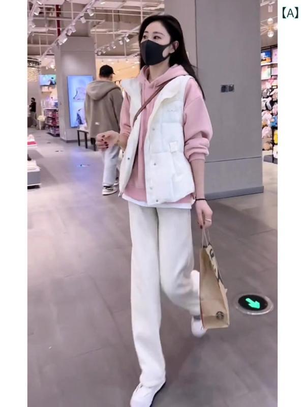 レディース レディース　アーバンファッション　モダンファッション　海外　欧州　個性的　アーバン パーティー 初冬服装 秋 フランス 高級 ソルト ベース レディース スリーピース スウェットシャツ ベスト 2点 スーツ セット 組み合わす