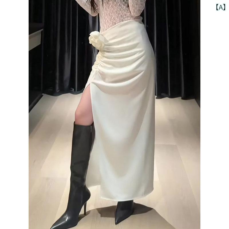 レディース ファッション　オシャレ　綺麗　大歳　上品 アメリカ ハイエンド スリット プリーツ 小柄 スカート 秋新 ファッション ヒップ 抱き フィッシュ テール