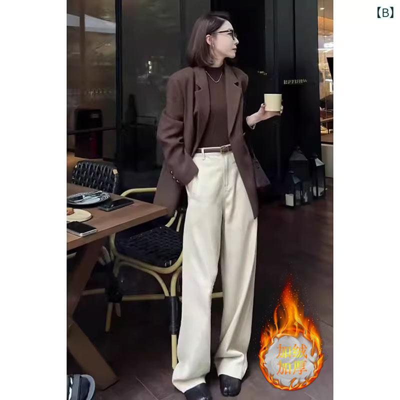 レディース ファッション　オシャレ　綺麗　大歳　上品 秋冬 フランス シンプル カジュアル パンツ ベルベット 厚手 加え 高級感 ストレート す
