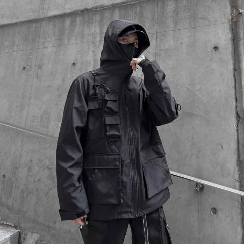 上衣 メンズ 秋冬 ボンネット付き添い人 ゆったり 役立つこと性 ウィンドブレーカー 心地好い 細工物御召しもの アウトドア 防風 耐摩耗 ポリエステル混紡 多衣嚢 長袖 黒いこと ノン鉄 直下? ジップアップ 表どおり表現スタイル