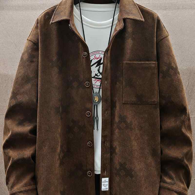 ジャケット メンズ ワーク ルーズ ビッグサイズ 春秋 カジュアル 厚手 ポリエステル 耐摩耗 色持ち良い ブラック ダークブラウン