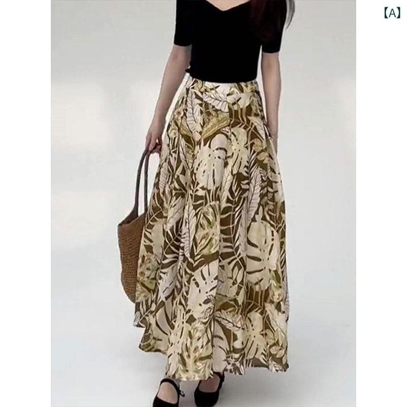 レディース ファッション　オシャレ　綺麗　大歳　上品 フランス ハイエンド 軽量 オールド マネー スカート 秋 ハイウエスト 多彩 大きい 裾 Aラインイン