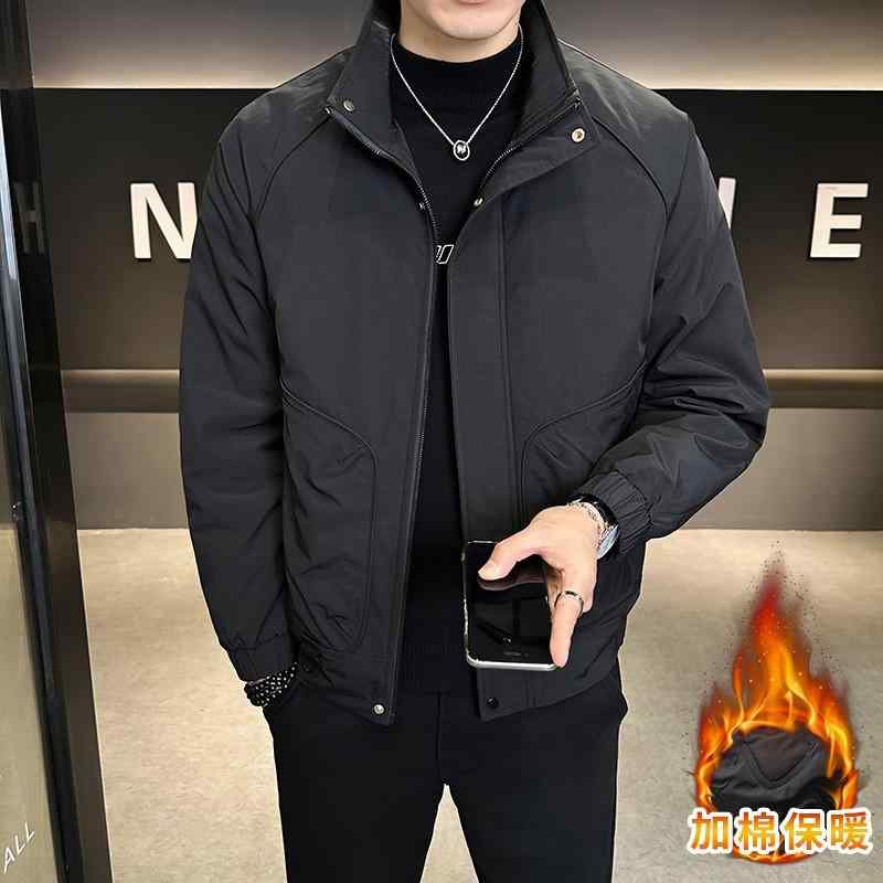 ジャケット メンズ 厚手 秋用 スタンドカラー ジップアップ 長袖 ポリエステル フィット カジュアル ストリート メタルアクセント 耐色性 ノーアイロン 直下? 側ポケット ブラック グリーン カーキ パープル 4,562円
