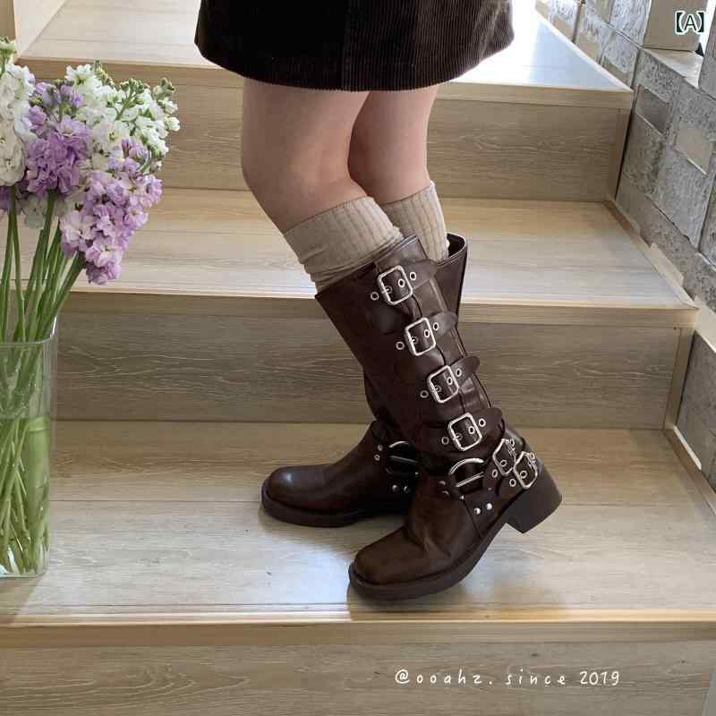 韓国　韓国雑貨　インテリア　小物 miu バレエ すよ ～ しっかり ね アメリカン レトロ ウエスタン カウボーイブーツ 春夏 スリム オーバーザ ニーブーツ