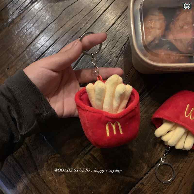 韓国　韓国雑貨　インテリア　小物 M フライドポテト ペンダント ~ レッド ぬいぐるみ バッグ アクセサリー おちゃ 衣類 バック パック キーホルダー 車 キー歳 形