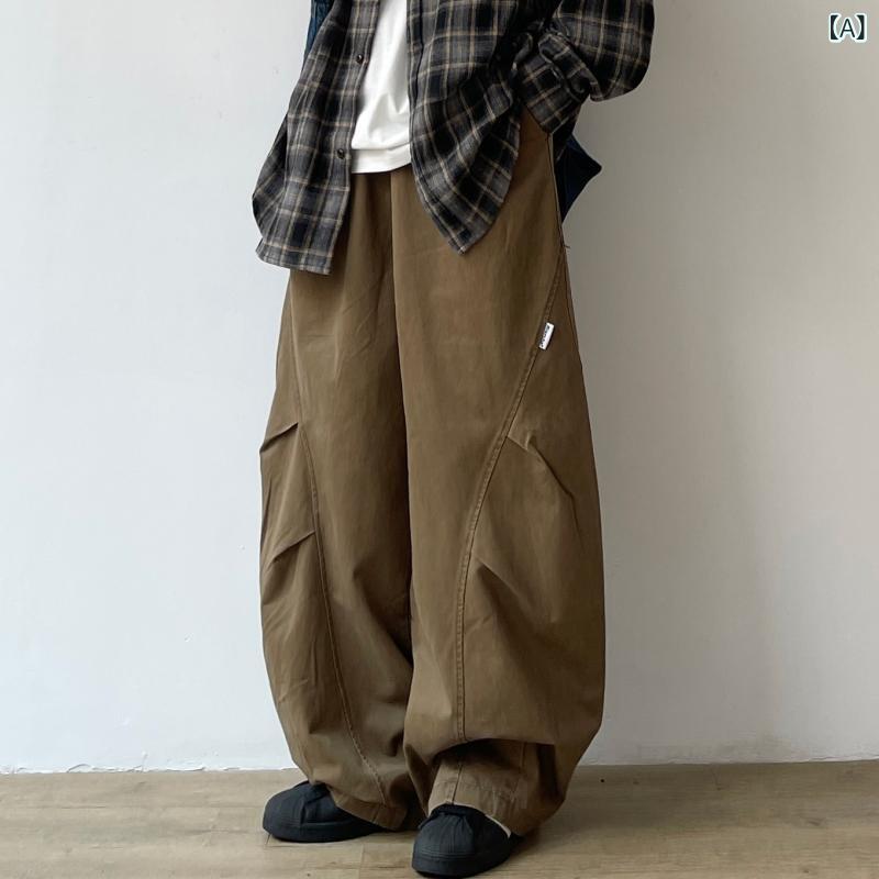 メンズ　ファッション　オシャレ　かっこいい 春秋 製 レトロたり カジュアル パンツ メンズ レディース ユニセックス ワークウェア ワイド ロング