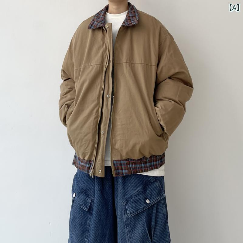 メンズ　ファッション　オシャレ　かっこいい 冬 チェック柄 両面 コットンコート カップル レトロ カジュアル 厚手 男性 9,372円