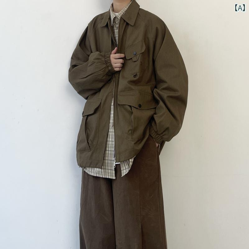 メンズ　ファッション　オシャレ　かっこいい 春秋 カジュアル マルチ ポケット ワークジャケット メンズ レトロ ジャケット 7,920円