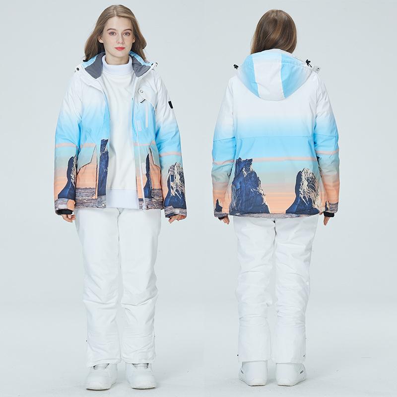 スキーの板お召しもの レディース 冬用 保温 朦々たる 雨合羽 通気性 防風 アウトドア スノーボード スキーの板 相応う 仕掛ける ポリエステル 綿 詰め直す 上衣 ズボン下