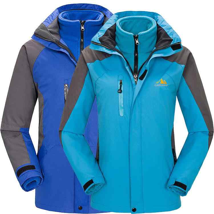 防風防水ジャケット メンズ レディース 2点セット 着脱式 アウトドア 登山 スキー ハイキング キャンプ 保暖 透気 UVカット 吸湿速乾 耐摩耗 ポリエステル フード付き 秋冬 春 男女兼用(x2)｜shop I.D.H