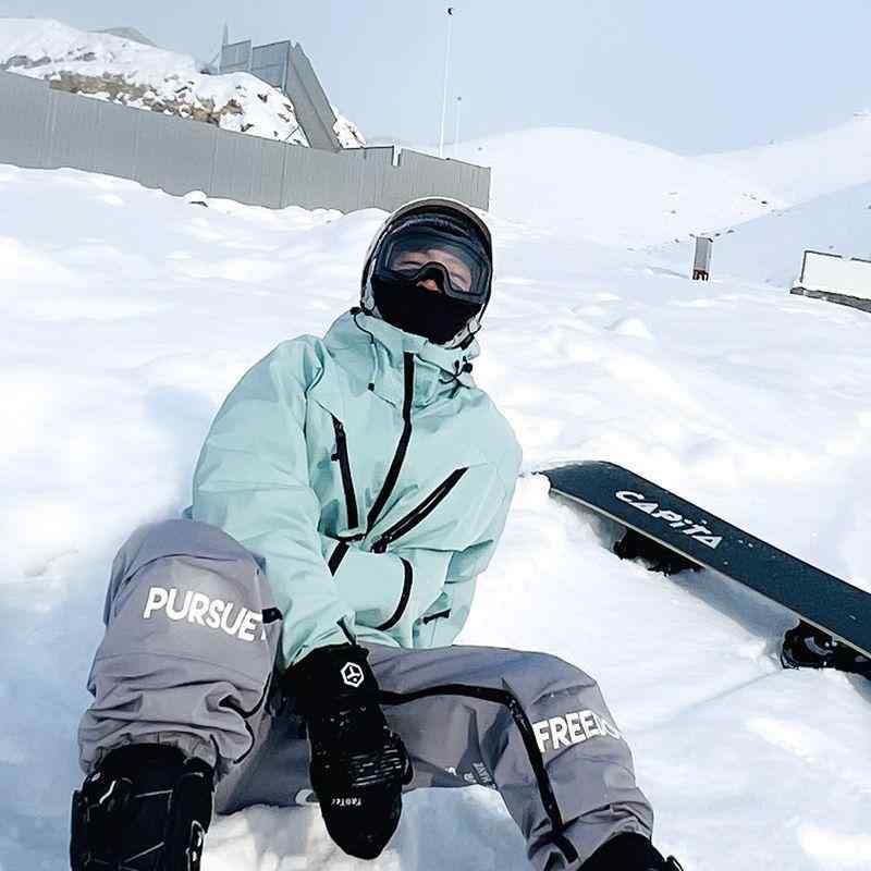 スキーウェア メンズ レディース 防水 防寒 厚手 フリース ジッパー アウトドア 登山用 ハイキング スノーボード ウィンタースポーツ 秋冬 ブラック 湖水ブルー|shop I.D.H