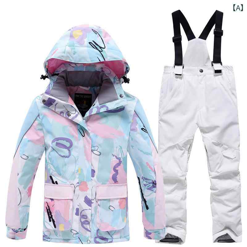 スキー服 女の子 冬用 防風 防水 保暖 加厚 セット ジャケット パンツ 耐摩耗 屋外 雪上運動 暖か素材 伸縮性(x2)