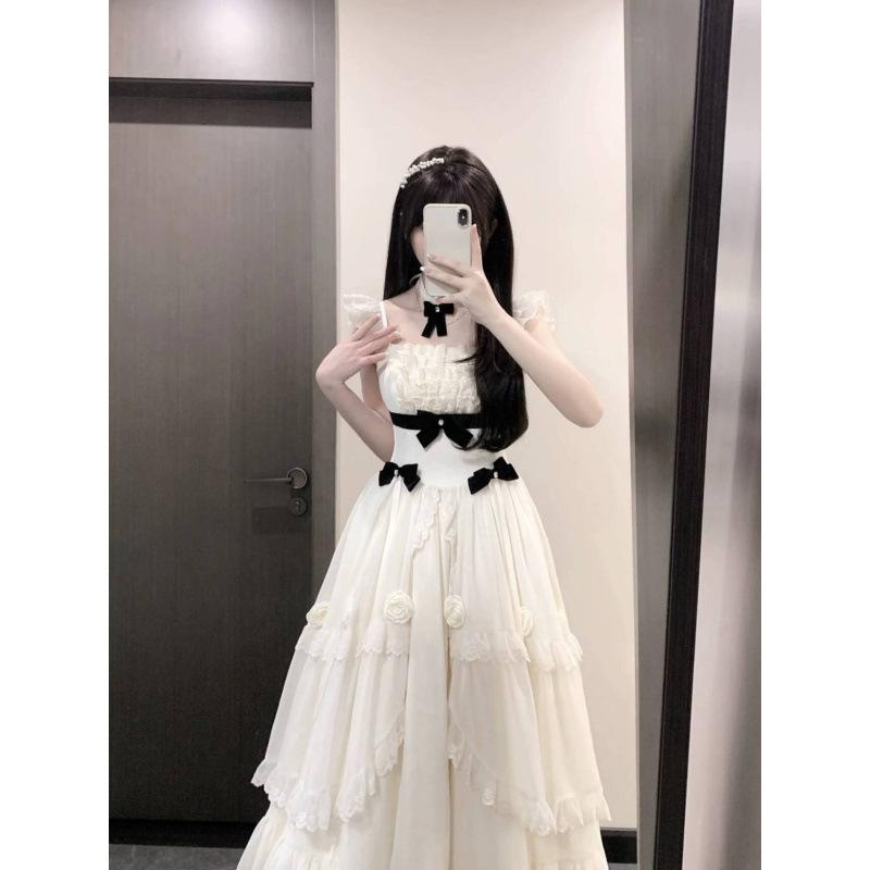 衣装 レディース ロング 御姫様 ひな型 夏 通い用 シュロの葉 真四角素っ首 パフ捩り 遊撃手捩り ミッドウエスト 酉の方角シェイプ か細い 甘め 読みやすい 飛び切り感 女子らしい
