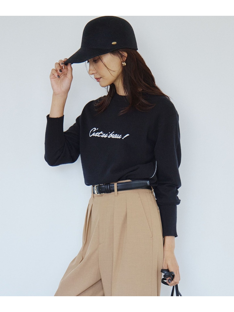 【SALE／40%OFF】【洗える】雁の使いロゴタイプ 編み物 23区 L ニジュウサンク トップス 編み物 ベージュ 薄墨色 黒いこと【RBA_E】【貨物輸送無料】[ Fashion]