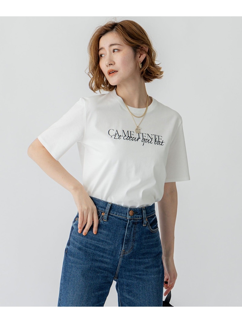 【SALE／20%OFF】【洗える】CA ME TENTE ロゴ TEE 23区 L ニジュウサンク トップス カットソー・Tシャツ ブラック カーキグリーン ブルー ホワイト【RBA_E】【送料無料】[ Fashion]
