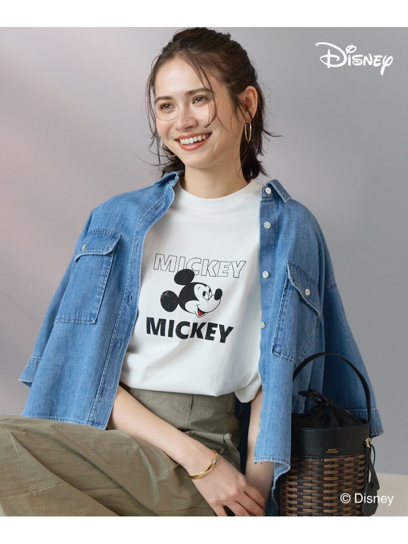 【SLOW/構成要素バス発着場押さえる】Mickeyひな形 ティーシャツ 23区 S ニジュウサンク トップス カットソー・ティーシャツ 白いこと【貨物輸送無料】[ Fashion]