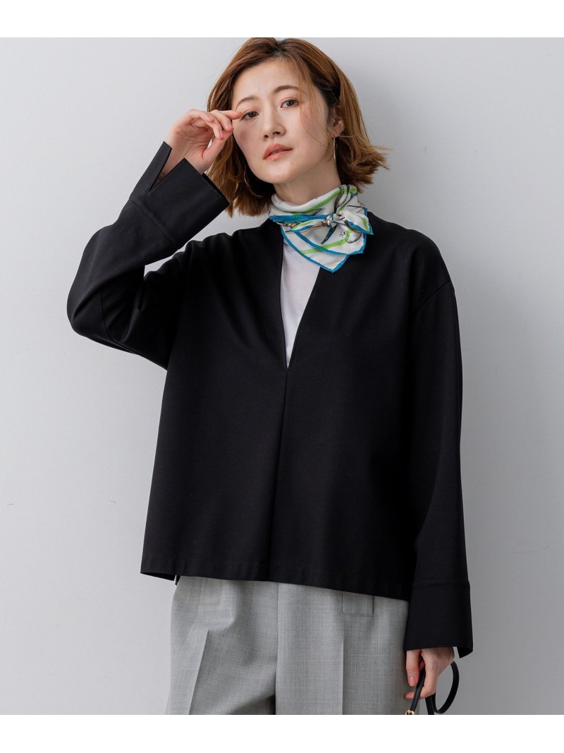 【SALE／30%OFF】コンパクトツイル Vのど首 カットソー 23区 L ニジュウサンク トップス カットソー・プルオーバー 黒いこと ベージュ【RBA_E】【貨物輸送無料】[ Fashion]