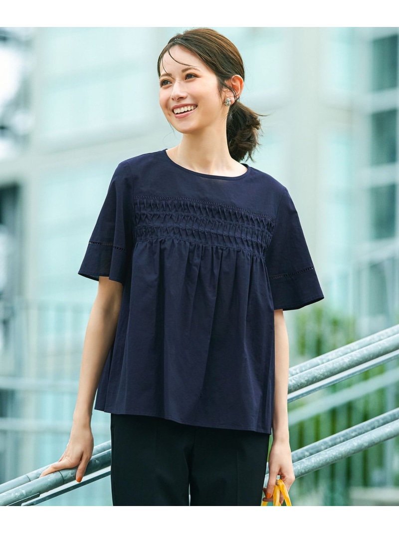【WEB&一部店舗限定】コットンローン ピンタック フレア ブラウス 23区 S ニジュウサンク トップス シャツ・ブラウス ブルー ネイビー ブラック ブラウン【送料無料】[ Fashion]