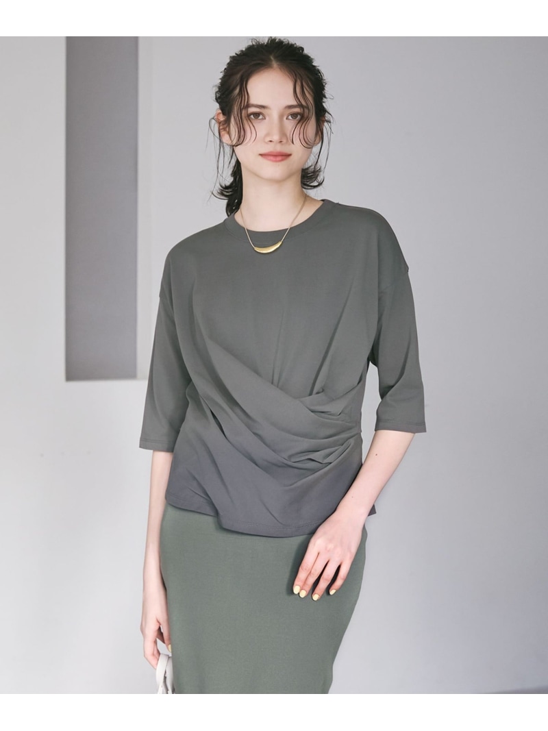 【SALE／30%OFF】【SLOW/一部店舗限定】MVSコットン カシュクール 5分丈 Tシャツ 23区 ニジュウサンク トップス カットソー・Tシャツ グレー ホワイト ブルー【RBA_E】【送料無料】[ Fashion]