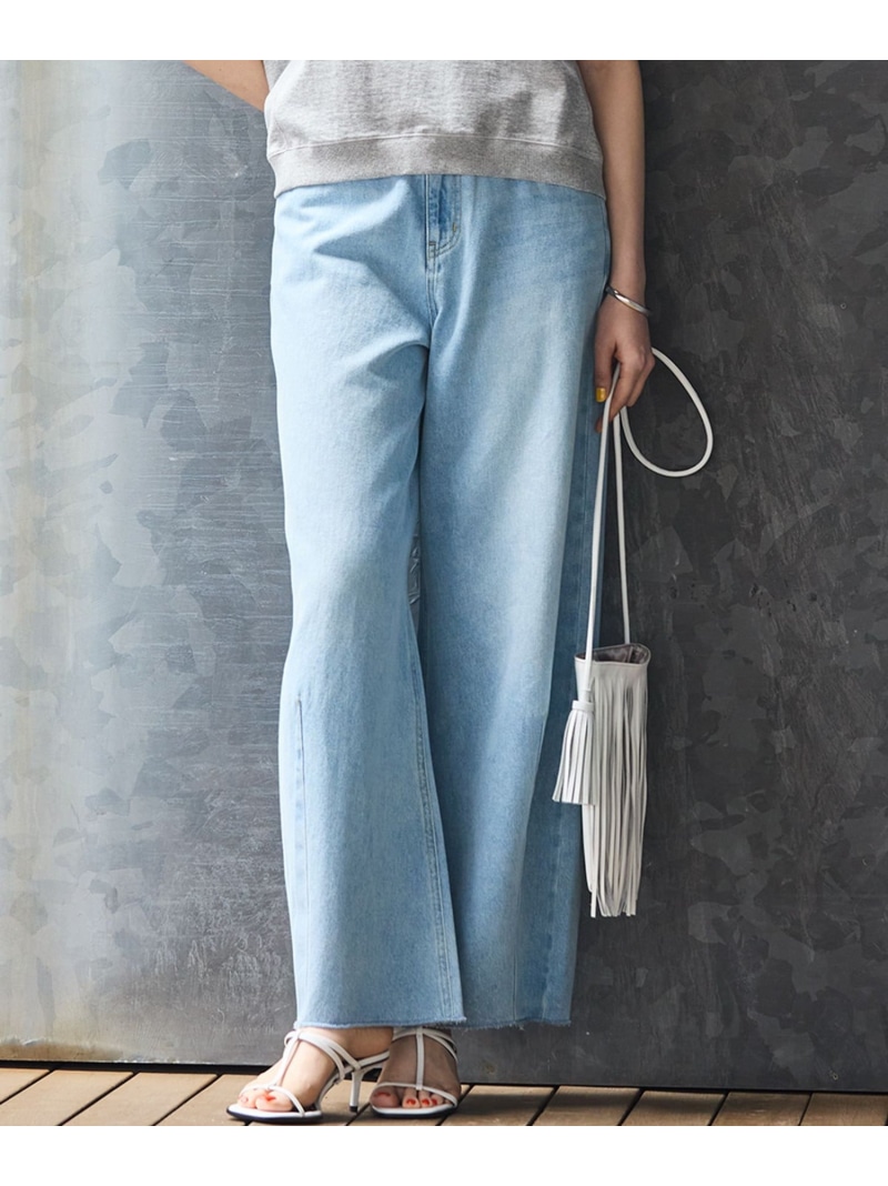 【SLOW/構成要素バス発着場押さえる】LIGHT DENIM バレル広々とした ズボン下 23区 ニジュウサンク ズボン下 デニム・ジーンズズボン下 白いこと【貨物輸送無料】[ Fashion]