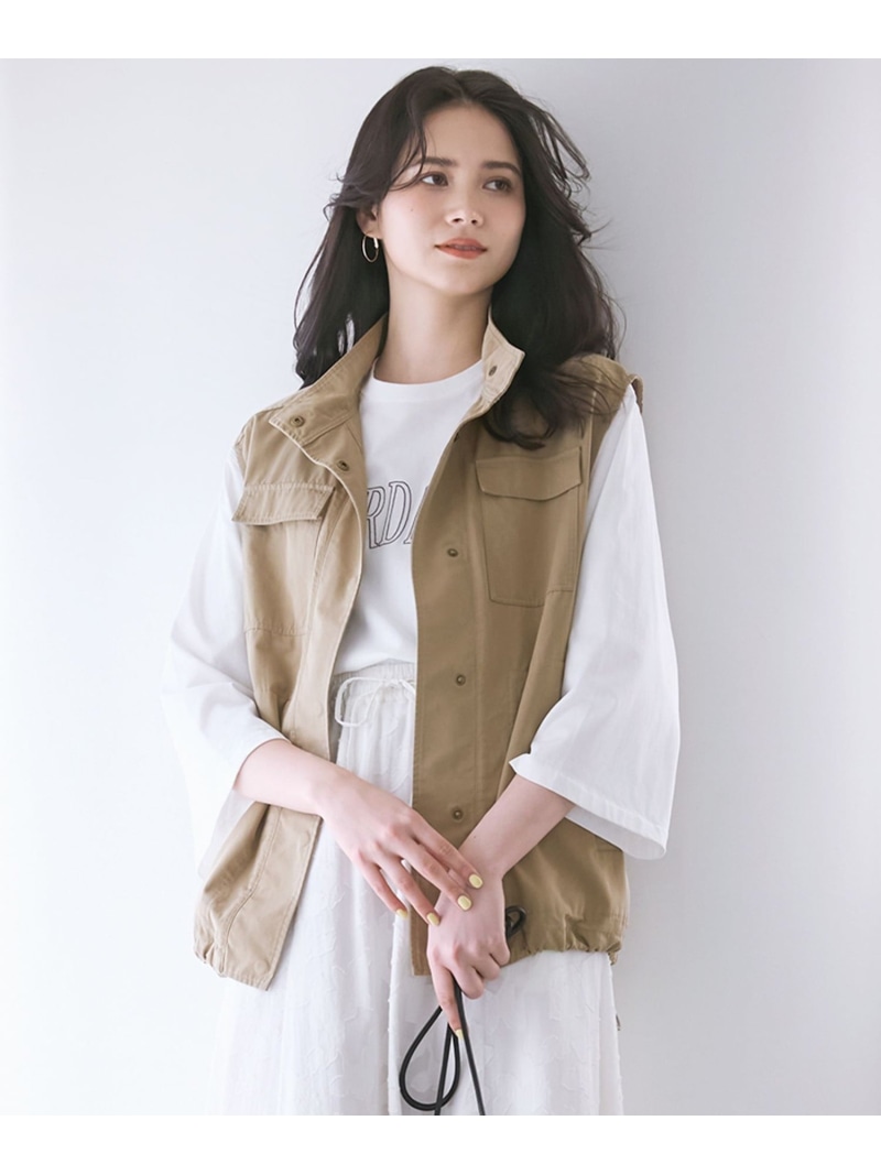 【SALE／20%OFF】【SLOW/一部店舗限定】ミリタリー ベスト 23区 S ニジュウサンク トップス ベスト・ジレ ベージュ グレー【RBA_E】【送料無料】[ Fashion]