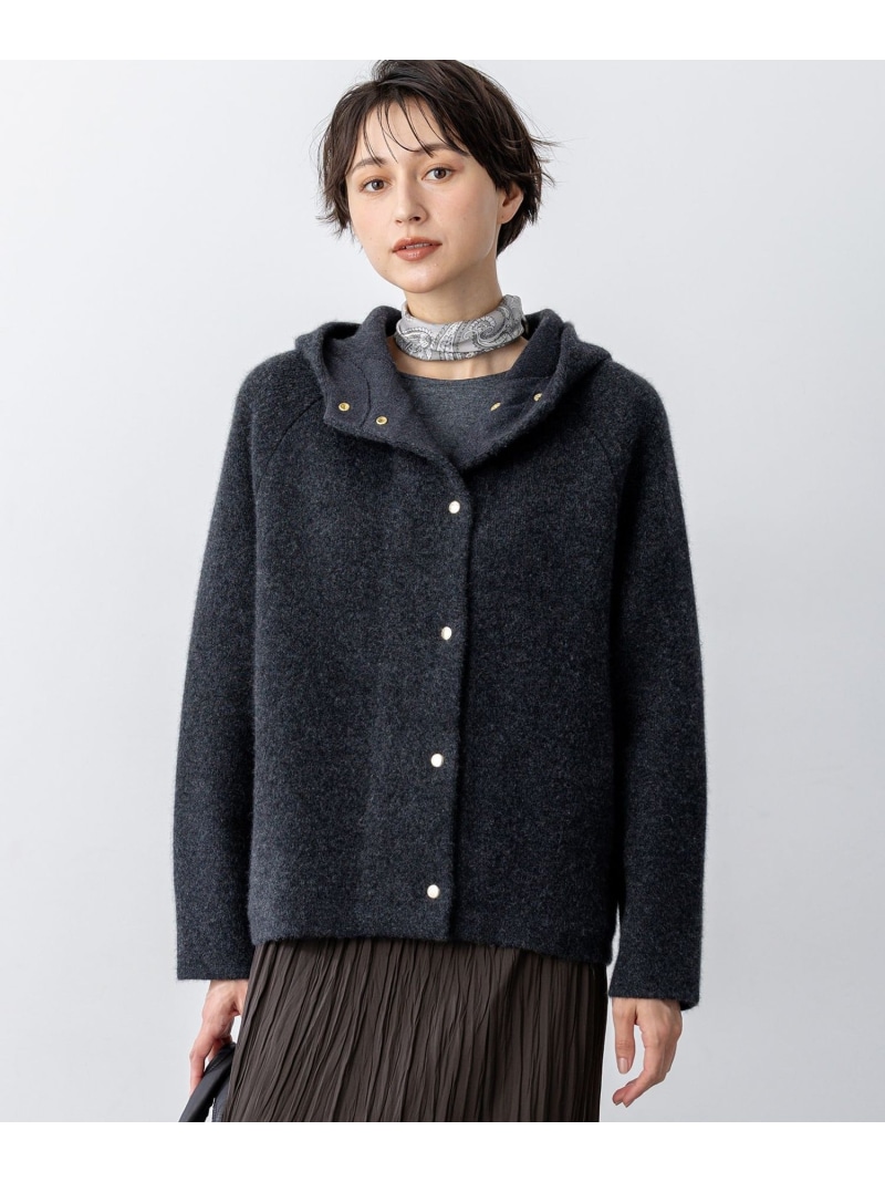 【VERY掲げる】ラクーンブレンドダブルフェイス 編み物 フーディー 23区 L ニジュウサンク トップス ジレー 白いこと 薄墨色 ベージュ【貨物輸送無料】[ Fashion]
