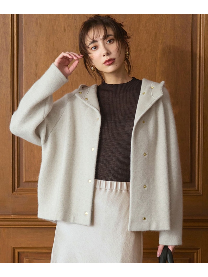【VERY掲げる】ラクーンブレンドダブルフェイス 編み物 フーディー 23区 S ニジュウサンク トップス ジレー ベージュ 白いこと 薄墨色【貨物輸送無料】[ Fashion]