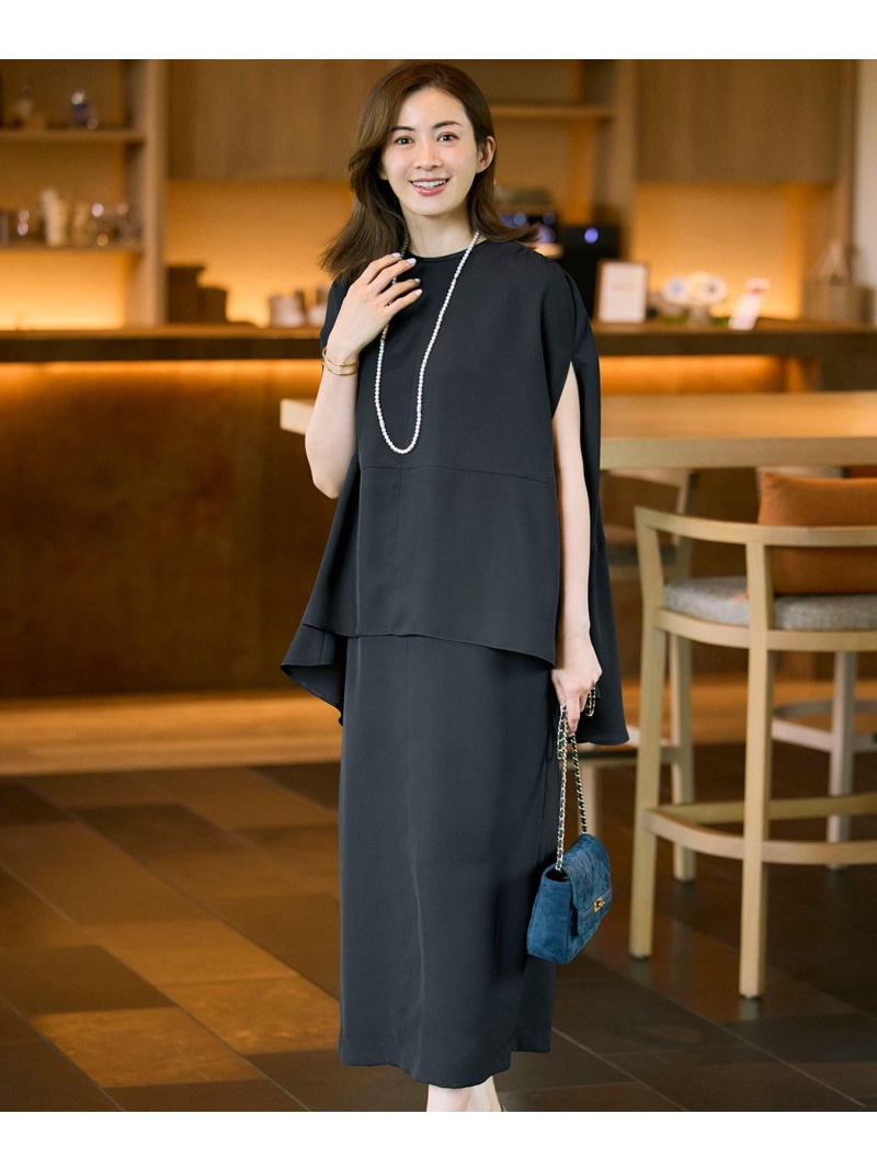 【一部店舗限定/UVカット/洗える】ライトウェイトツイル ケープ付き ワンピース 23区 L ニジュウサンク ワンピース・ドレス ワンピース ブラウン ブラック【送料無料】[ Fashion]