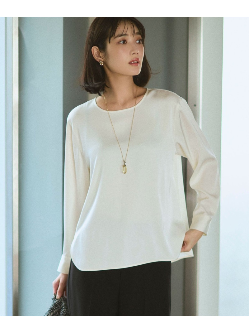 【SALE／20%OFF】カフスボタン サテンTEEブラウス 23区 ニジュウサンク トップス シャツ・ブラウス ベージュ ホワイト【RBA_E】【送料無料】[ Fashion]