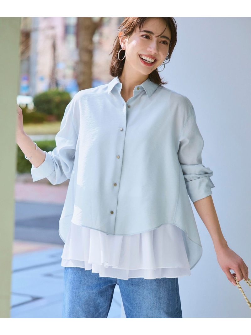 【CanCam掲載】シアータンブラー シャツ 23区 S ニジュウサンク トップス シャツ・ブラウス ネイビー ピンク ベージュ ブルー【送料無料】[ Fashion]