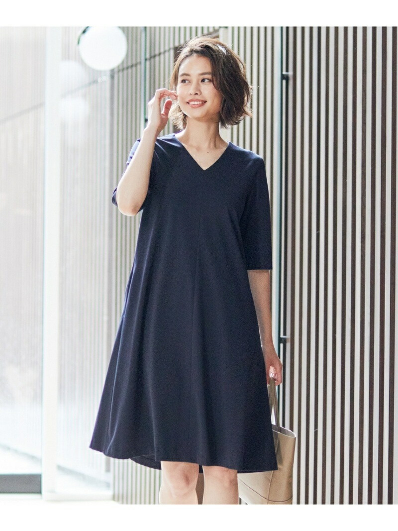 珍しい Rakuten Fashion 洗える コンパクトポンチ Vネック ワンピース 23区 ニジュウサンク ワンピース 半袖ワンピース ネイビー ブラック レッド 送料無料 高級感 Www Ump Edu Pe