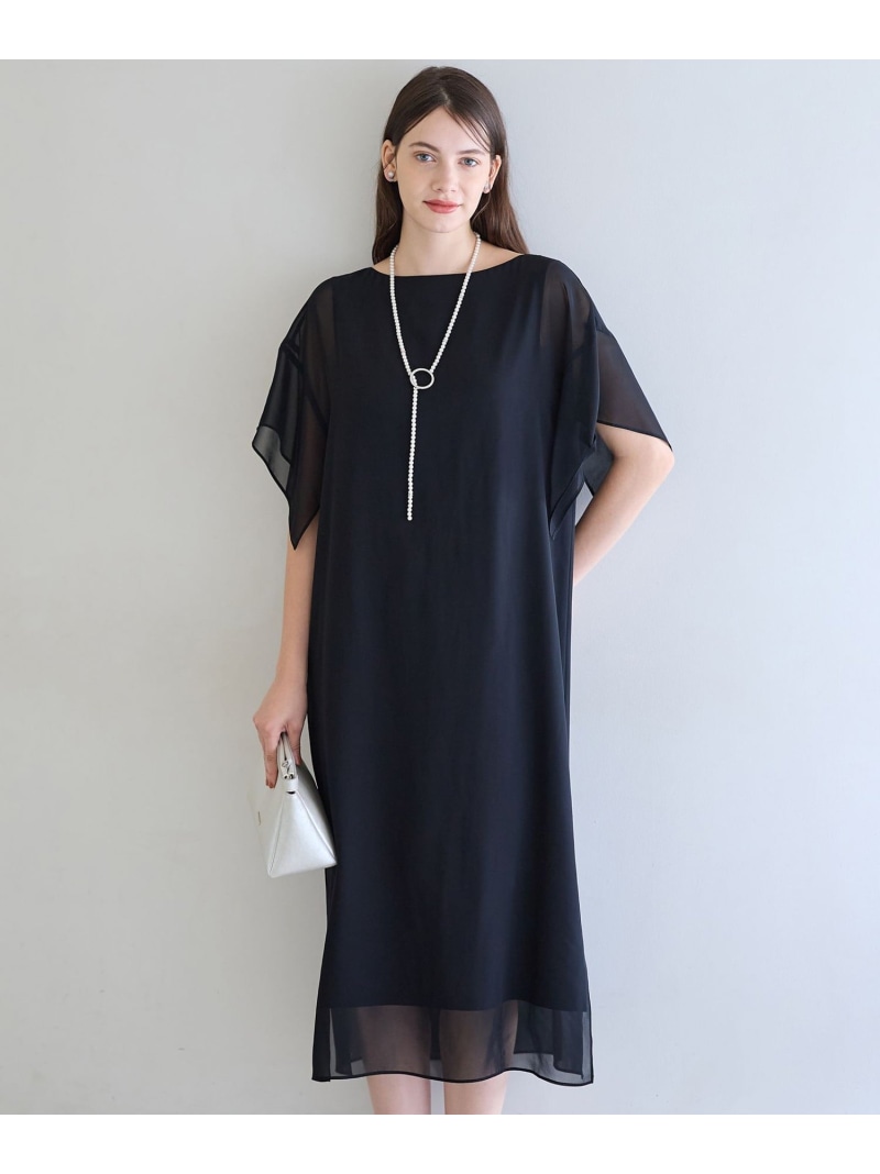 【SALE／30%OFF】【APPLAUDIR】シフォンジョーゼット コンビドレス 23区 S ニジュウサンク ワンピース・ドレス ドレス ネイビー ブラック【RBA_E】【送料無料】[ Fashion]