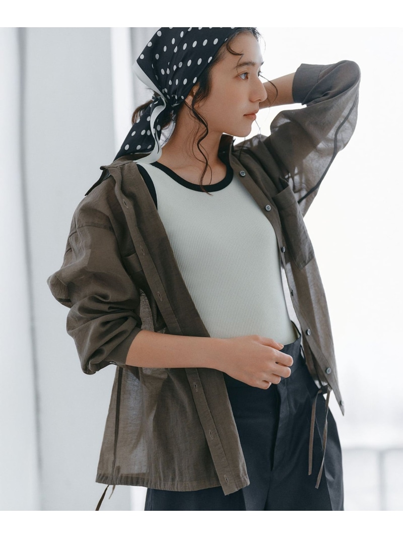 【SALE／20%OFF】【見上愛さん着用】ナイロンコットンシアーボイル ドロストシャツ 23区 ニジュウサンク トップス シャツ・ブラウス ベージュ ブラウン ネイビー ブルー【RBA_E】【送料無料】[ Fashion]｜23区 店