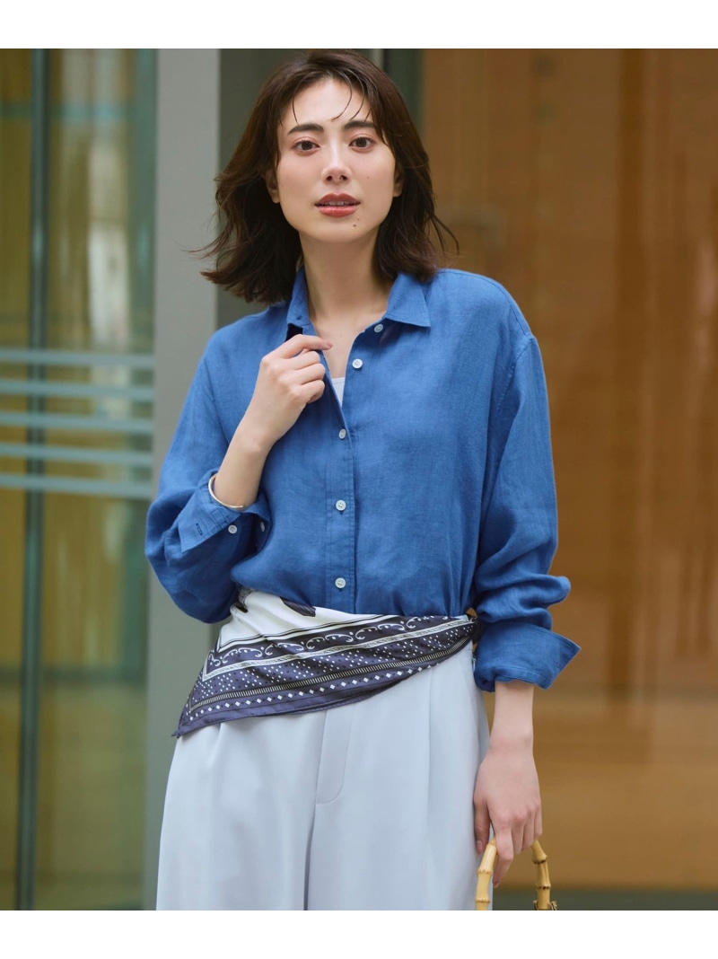 LIBECOリネン ベーシック シャツ 23区 ニジュウサンク トップス シャツ・ブラウス オレンジ ホワイト ピンク ベージュ ブルー【送料無料】[ Fashion]