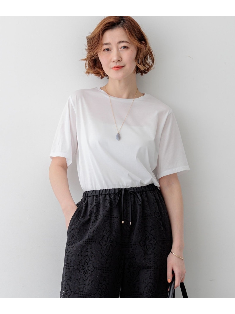 【見上愛さん着用】シアーコンフォート クルーネック Tシャツ 23区 L ニジュウサンク トップス カットソー・Tシャツ ホワイト ブラウン ブラック【送料無料】[ Fashion]