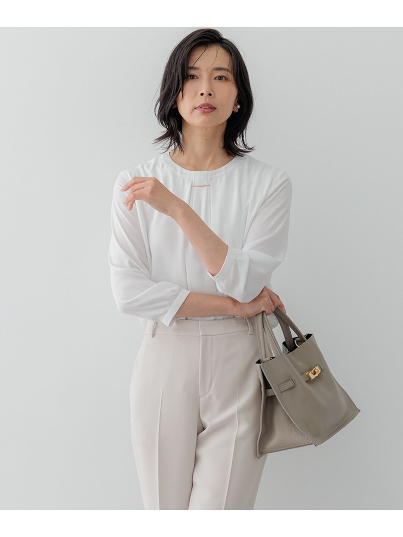 【洗える】シルキーデシン タックデザイン カットソー 23区 ニジュウサンク トップス カットソー・Tシャツ ホワイト【送料無料】[ Fashion]｜23区 店 10,921円