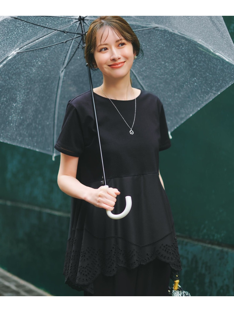 【SALE／20%OFF】エンブロイダリーコンビジャージー ぺプラム カットソー 23区 L ニジュウサンク トップス カットソー・Tシャツ ホワイト ブラック【RBA_E】【送料無料】[ Fashion]｜23区 店