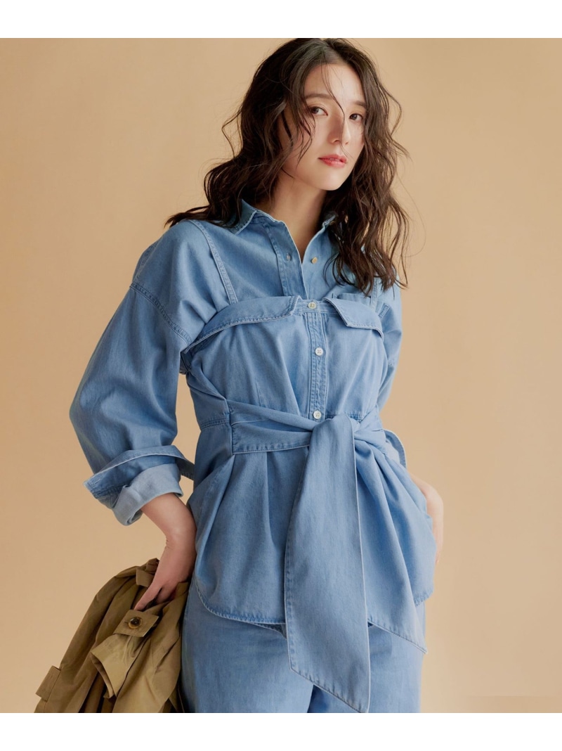 【SALE／50%OFF】【洗える】ライトダンガリー ビスチェ 23区 ニジュウサンク トップス シャツ・ブラウス ブルー【RBA_E】【送料無料】[ Fashion]｜23区 店