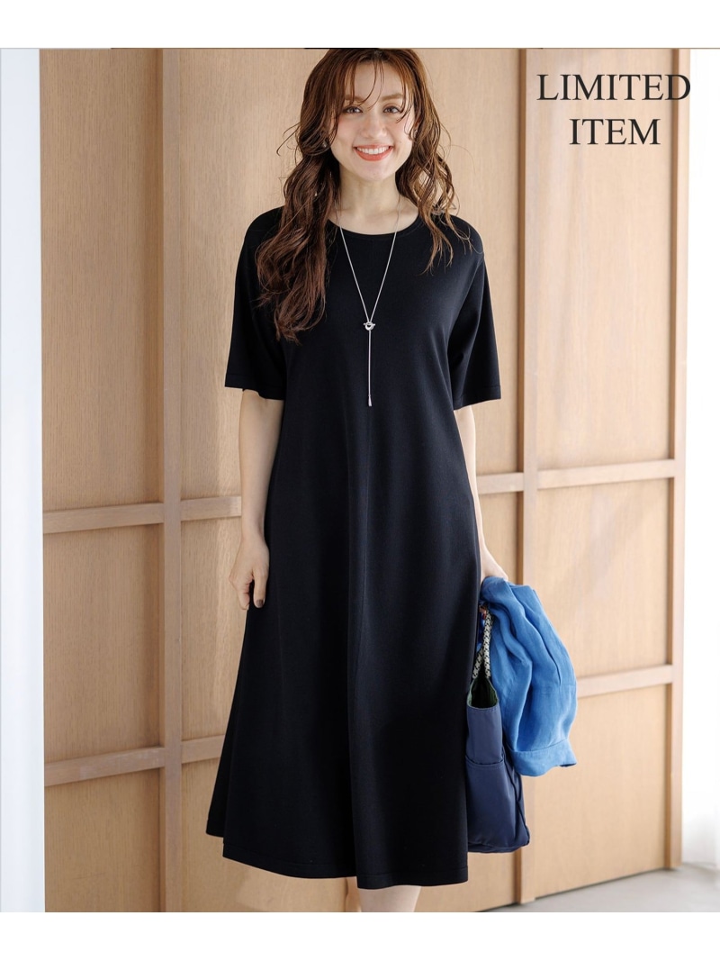 【SALE／20%OFF】【Lサイズ限定】レーヨンポリエステルストレッチ ニット フレア ワンピース 23区 L ニジュウサンク ワンピース・ドレス ワンピース ブラック【RBA_E】【送料無料】[ Fashion]｜23区 店