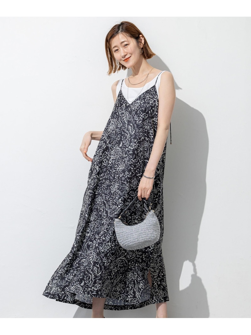 【SALE／40%OFF】【洗える】アンティークフラワープリント キャミソールワンピース 23区 ニジュウサンク ワンピース・ドレス ワンピース ホワイト ブラック【RBA_E】【送料無料】[ Fashion]